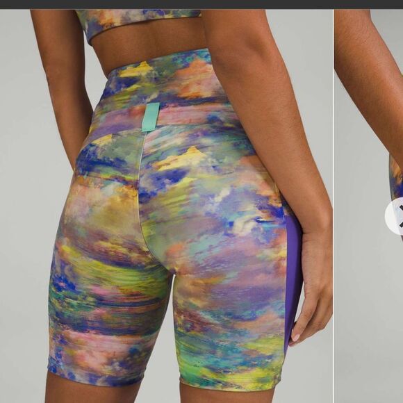 NWT New LULULEMON Cargo Super High Rise Hiking Bike Short 8" Purple Tie Dye 8 - Picture 2 of 7